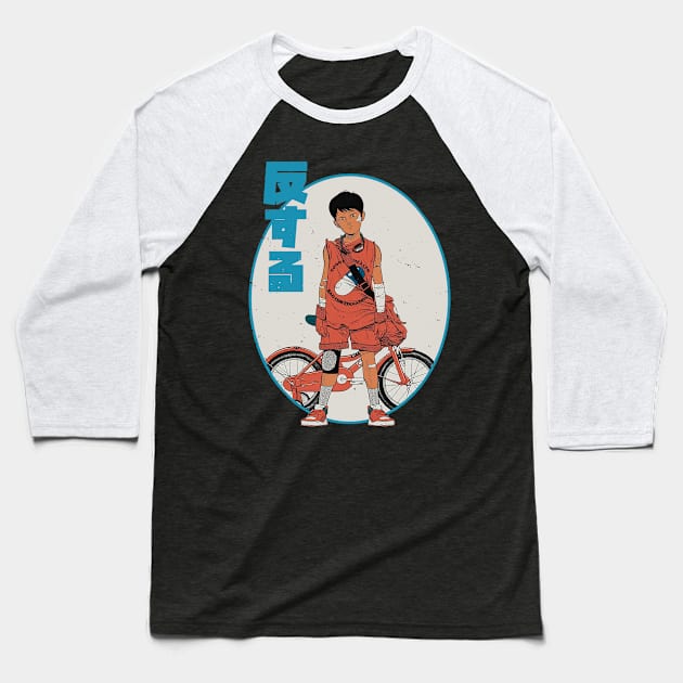 Japanese Retrowave Anime Style Baseball T-Shirt by OWLvision33
